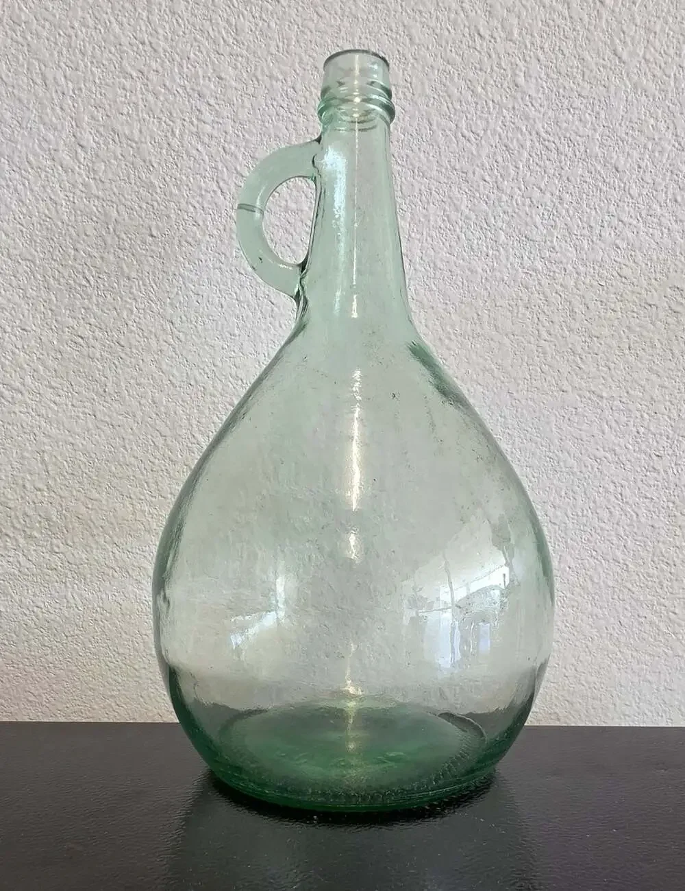 Vintage Green Glass Wine One Gallon Jug with Finger Loop